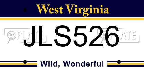 JLS526 West Virginia License Plate