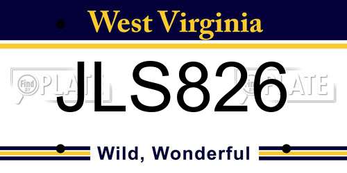 JLS826 West Virginia License Plate