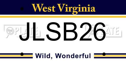 JLSB26 West Virginia License Plate