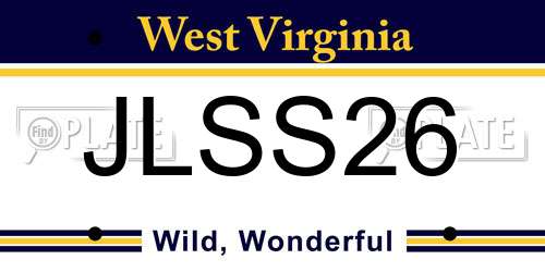 JLSS26 West Virginia License Plate