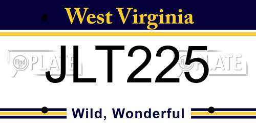 JLT225 West Virginia License Plate