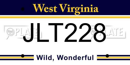 JLT228 West Virginia License Plate