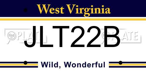JLT22B West Virginia License Plate