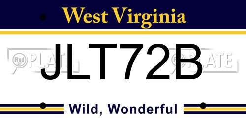 JLT72B West Virginia License Plate