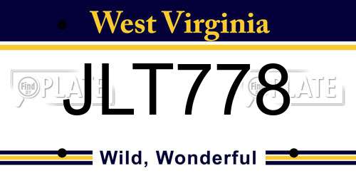JLT778 West Virginia License Plate