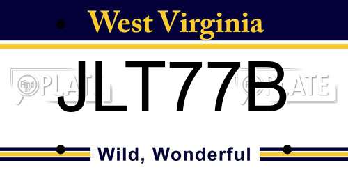 JLT77B West Virginia License Plate