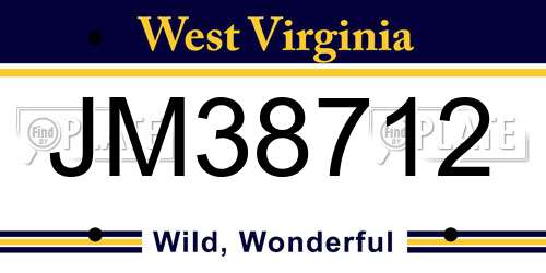 JM38712 West Virginia License Plate