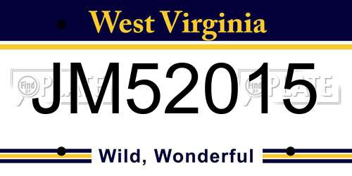 JM52015 West Virginia License Plate