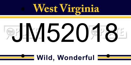 JM52018 West Virginia License Plate