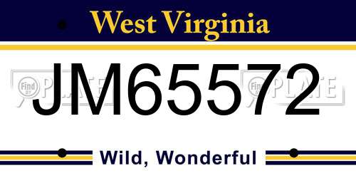 JM65572 West Virginia License Plate