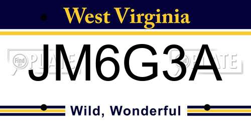 JM6G3A West Virginia License Plate