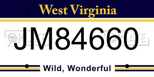 JM84660 West Virginia License Plate