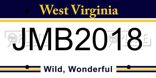 JMB2018 West Virginia License Plate