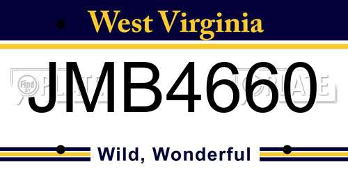 JMB4660 West Virginia License Plate