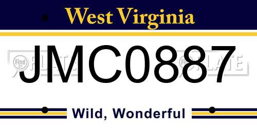 JMC0887 West Virginia License Plate