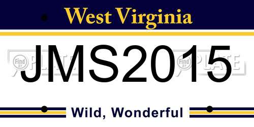 JMS2015 West Virginia License Plate