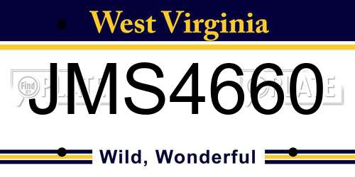 JMS4660 West Virginia License Plate