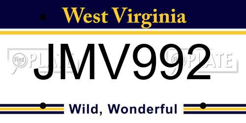 JMV992 West Virginia License Plate