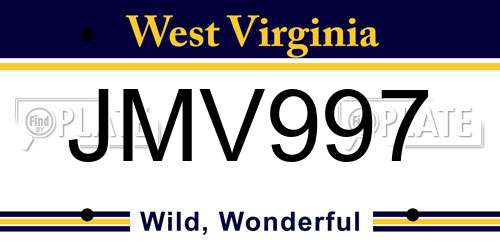 JMV997 West Virginia License Plate