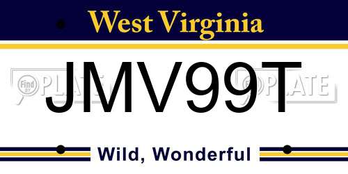 JMV99T West Virginia License Plate