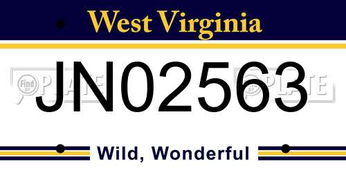 JN02563 West Virginia License Plate