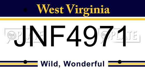 JNF4971 West Virginia License Plate