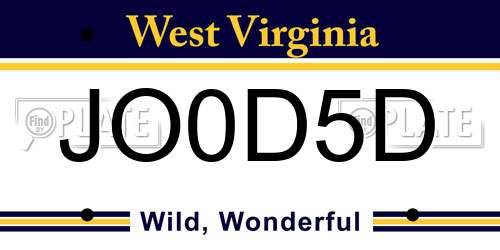 JO0D5D West Virginia License Plate