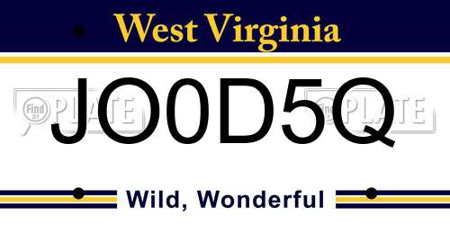 JO0D5Q West Virginia License Plate