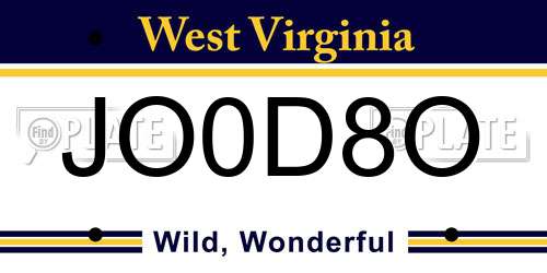 JO0D8O West Virginia License Plate
