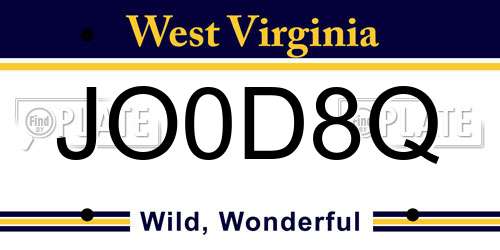 JO0D8Q West Virginia License Plate