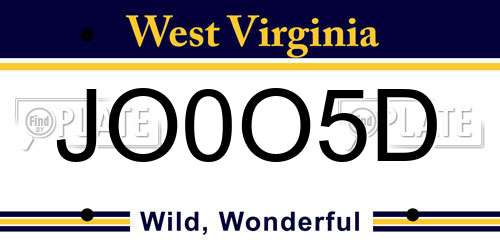 JO0O5D West Virginia License Plate