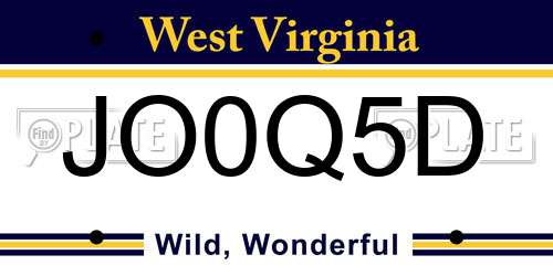 JO0Q5D West Virginia License Plate