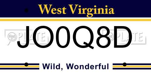 JO0Q8D West Virginia License Plate