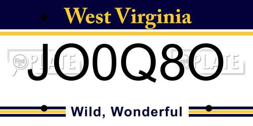 JO0Q8O West Virginia License Plate