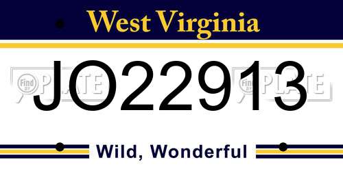 JO22913 West Virginia License Plate