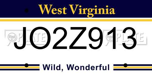 JO2Z913 West Virginia License Plate