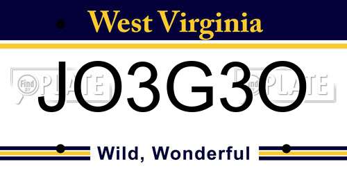 JO3G3O West Virginia License Plate