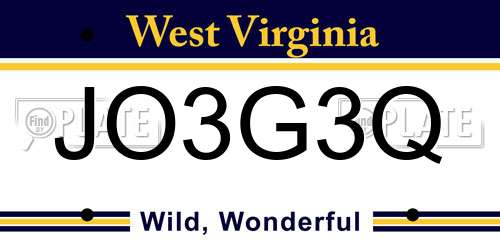 JO3G3Q West Virginia License Plate