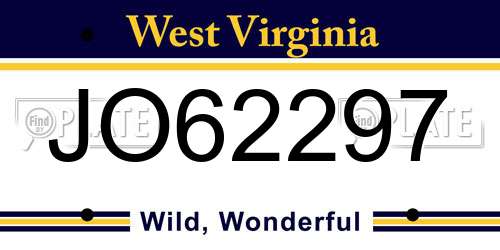 JO62297 West Virginia License Plate