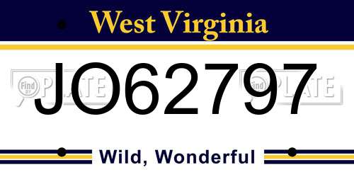 JO62797 West Virginia License Plate