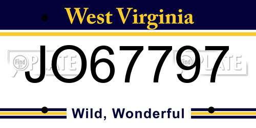 JO67797 West Virginia License Plate