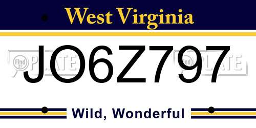 JO6Z797 West Virginia License Plate