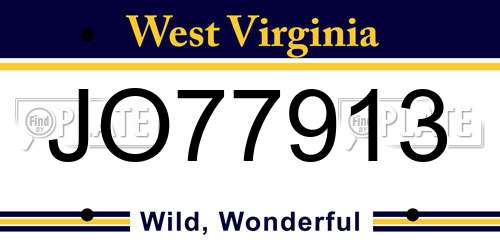 JO77913 West Virginia License Plate