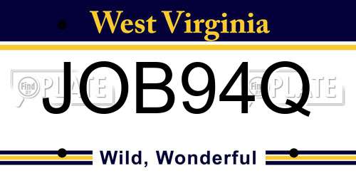 JOB94Q West Virginia License Plate