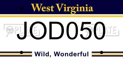 JOD050 West Virginia License Plate