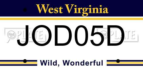 JOD05D West Virginia License Plate