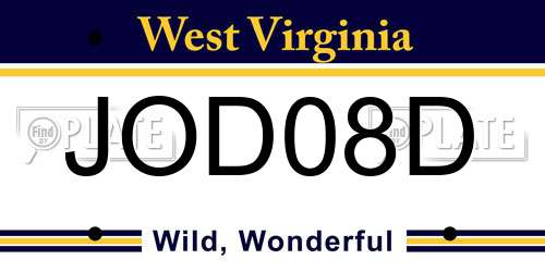 JOD08D West Virginia License Plate