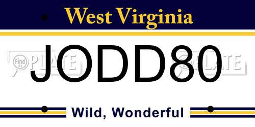 JODD80 West Virginia License Plate