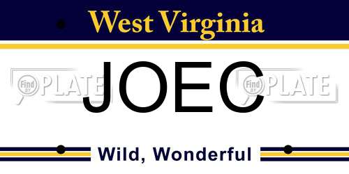 JOEC West Virginia License Plate