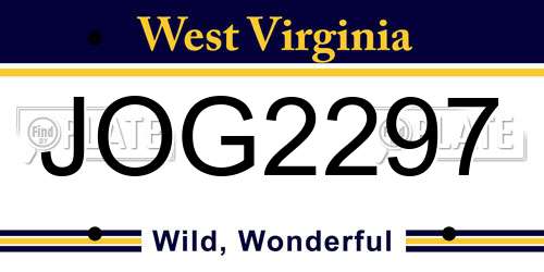 JOG2297 West Virginia License Plate